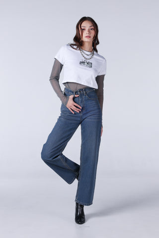 JACK RUSSEL กางเกงยีนส์ผู้หญิง ทรงกระบอก เอวสูง รุ่น JF-115/DB สี DARK BLUE แจ็ครัสเซล Jack Russel Jeans