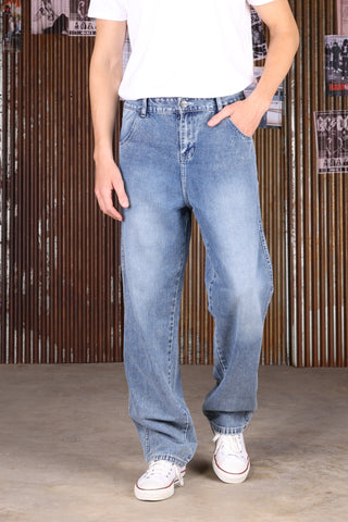 JACK RUSSEL กางเกงยีนส์ผู้ชายขายาว รุ่น J-CPT2 ทรงขาบาน ทรงกระบอกใหญ่ Straight Fit JACK CARPENTER RETRO CASUAL STREET WEAR Jack Russel Jeans