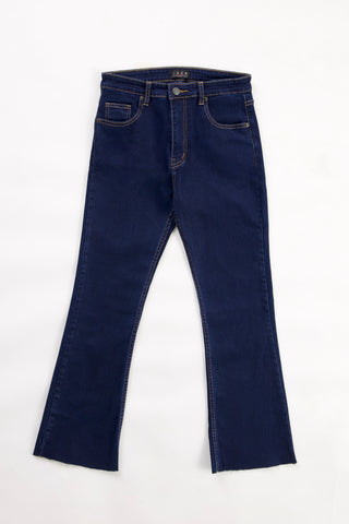 Jack Russel - Women Jeans - Klassik JF-122/BL Cropped Boot-Cut Meduim Blue Mid Waisted