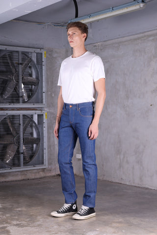 JACK RUSSEL กางเกงยีนส์ผู้ชาย กางเกงยีนส์ผ้าดิบ ทรงกระบอกเล็ก รุ่น J-RIM4 DENIM Slim-Fit TYPE แจ็ครัสเซล Jack Russel Jeans