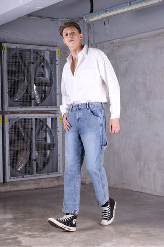 JACK RUSSEL กางเกงยีนส์ผู้ชายขายาว รุ่น J-CPT ทรงขาบาน ทรงกระบอกใหญ่ Straight Fit JACK CARPENTER RETRO CASUAL STREET WEAR Jack Russel Jeans