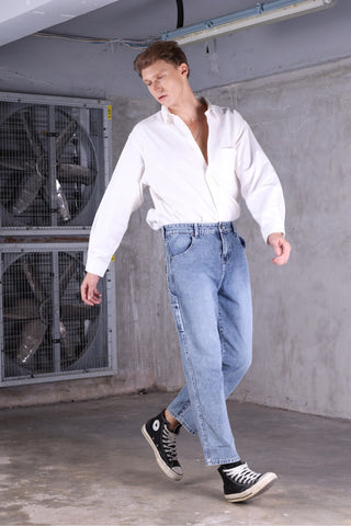JACK RUSSEL กางเกงยีนส์ผู้ชายขายาว รุ่น J-CPT ทรงขาบาน ทรงกระบอกใหญ่ Straight Fit JACK CARPENTER RETRO CASUAL STREET WEAR Jack Russel Jeans