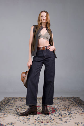 Jack Russel - Women Jeans - Klassik JF-128/CB Wide Leg Carbon Blue High Waisted