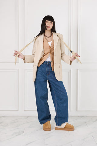 Jack Russel - Women Jeans - Klassik  JF-166/DB Baggy Wide Leg Low Rise Dark Blue