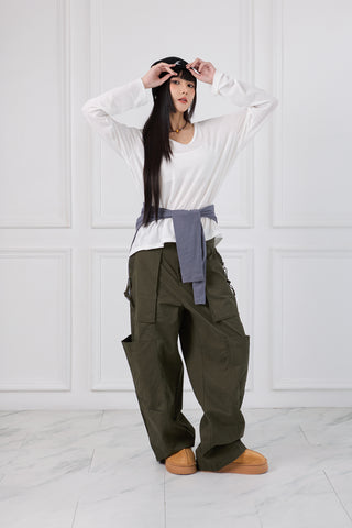 Jack Russel - Women Cargo - Handwerk JF-REN/OLV Loose Fit Kangaroo Pocket Olive