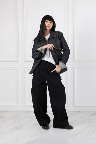 Jack Russel - Women Cargo - Handwerk JF-REN/BK Loose Fit Kangaroo Pocket Black