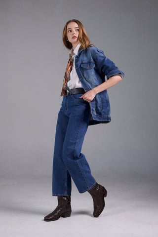 Jack Russel - Women Jeans - Klassik JF-128/IB Wide Leg Indigo blue High Waisted