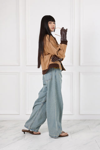 Jack Russel - Women Jeans - Handwerk JF-165 Baggy Low Rise Wide Leg Light Blue