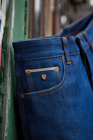 Jack Russel - Men Jeans - Meisterwerk J-RIM4 Slim Fit Metallc/Royal Blue & Red Selvedge Unsanforized