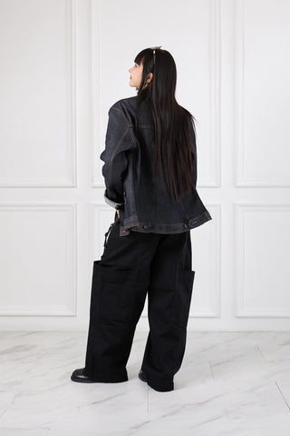 Jack Russel - Women Cargo - Handwerk JF-REN/BK Loose Fit Kangaroo Pocket Black