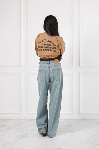 Jack Russel - Women Jeans - Handwerk JF-165 Baggy Low Rise Wide Leg Light Blue