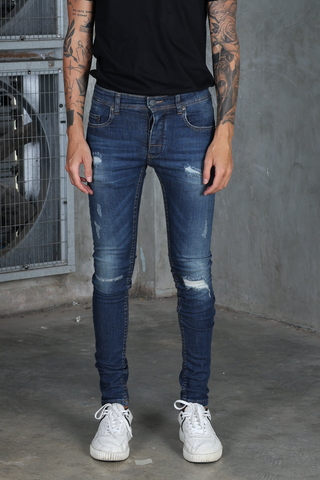 แจ็ค รัสเซล - กางเกงยีนส์ผู้ชาย - รุ่น Handwerk J-598 Super Skinny Fit Buzzsaw Blue Fade