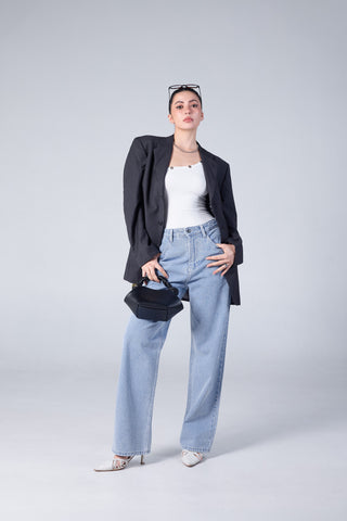 Jack Russel - Women Jeans - Klassik JF-115/LB Straight Fit Light Blue High Waisted