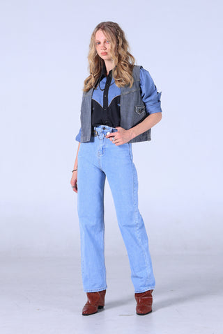 Jack Russel - Women Jeans - Klassik JF-125 Wide Leg Blue Mid Waisted