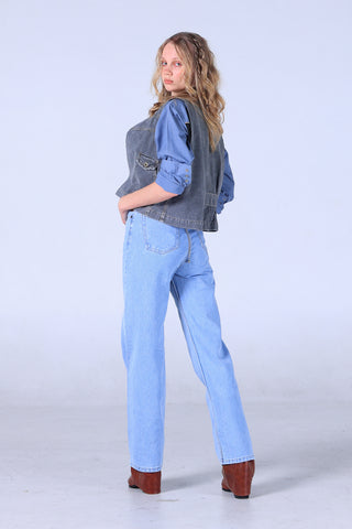 Jack Russel - Women Jeans - Klassik JF-125 Wide Leg Blue Mid Waisted