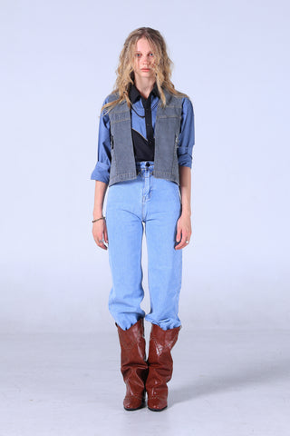 Jack Russel - Women Jeans - Klassik JF-125 Wide Leg Blue Mid Waisted