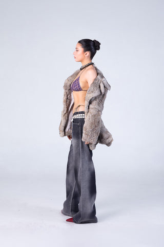 Jack Russel - Women Jeans - Klassik JF-177/BK Baggy Wide Leg Low Dark Black