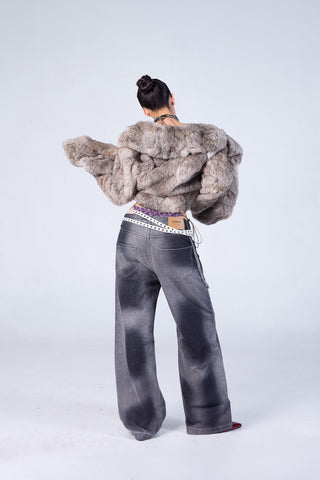 Jack Russel - Women Jeans - Klassik JF-177/BK Baggy Wide Leg Low Dark Black
