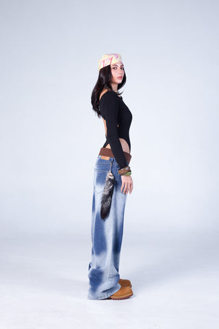 Jack Russel - Women Jeans - Klassik JF-177/DB Baggy Wide Leg Low Dark Blue