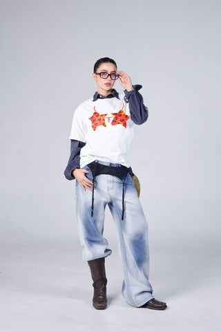 Jack Russel - Women Jeans - Klassik JF-177/LB Baggy Wide Leg Low Dark Light Blue