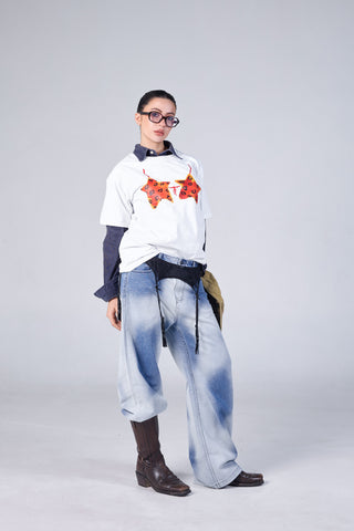 Jack Russel - Women Jeans - Klassik JF-177/LB Baggy Wide Leg Low Dark Light Blue