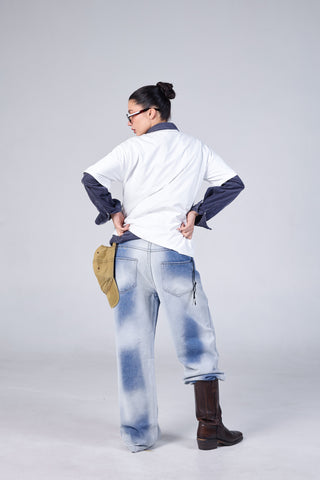 Jack Russel - Women Jeans - Klassik JF-177/LB Baggy Wide Leg Low Dark Light Blue