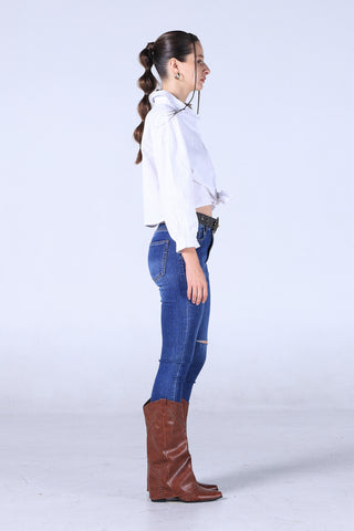 Jack Russel - Women Jeans - Klassik JF-208 Skinny Fit Medium Blue High Waisted