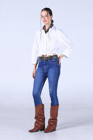 Jack Russel - Women Jeans - Klassik JF-208 Skinny Fit Medium Blue High Waisted