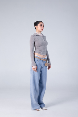 Jack Russel - Women Jeans - Klassik JF-399 Baggy Wide Leg Low Rise Blue