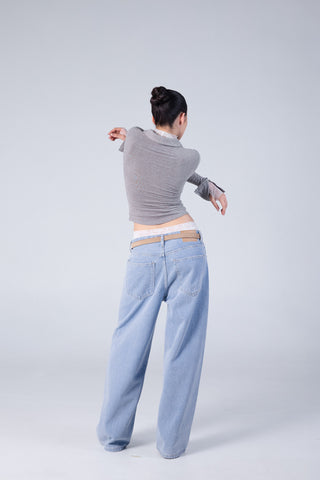 Jack Russel - Women Jeans - Klassik JF-399 Baggy Wide Leg Low Rise Blue