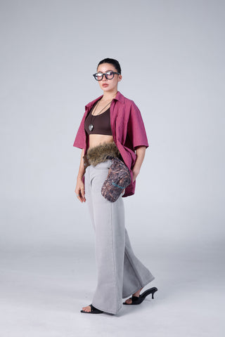 Jack Russel - Women Jeans - Handwerk JF-671/GY Baggy Wide Leg Low Grey