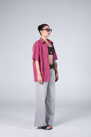 Jack Russel - Women Jeans - Handwerk JF-671/GY Baggy Wide Leg Low Grey