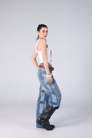 Jack Russel - Women Jeans - Handwerk JF-PAT Baggy Wide Leg Low Fade Mosaic