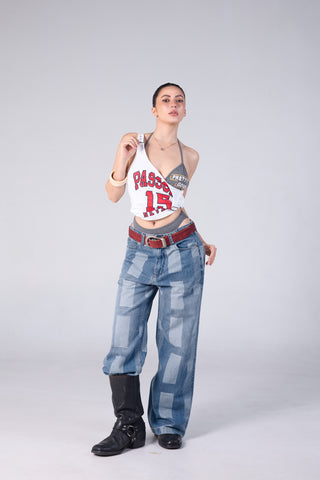 Jack Russel - Women Jeans - Handwerk JF-PAT Baggy Wide Leg Low Fade Mosaic