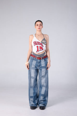 Jack Russel - Women Jeans - Handwerk JF-PAT Baggy Wide Leg Low Fade Mosaic