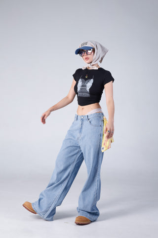 Jack Russel - Women Jeans - Handwerk JF-STRIPE Baggy Wide Leg Low Soft Horizon