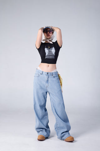 Jack Russel - Women Jeans - Handwerk JF-STRIPE Baggy Wide Leg Low Soft Horizon
