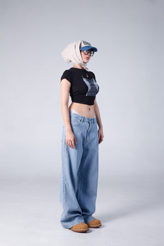 Jack Russel - Women Jeans - Handwerk JF-STRIPE Baggy Wide Leg Low Soft Horizon