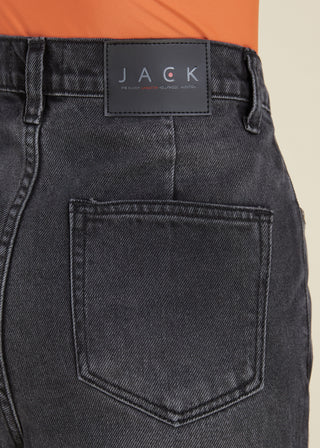 JACK RUSSEL กางเกงยีนส์ผู้หญิง ทรง STRAIGHT FIT เอวสูง รุ่น JF-115/BK สี BLACK แจ็ครัสเซล Jack Russel Jeans