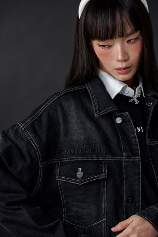 Jack Russel X Junji Ito - Unisex Jackets - Meisterwerk JK-BLOON/BK Terumi Floating Head Oversize Black Jacket