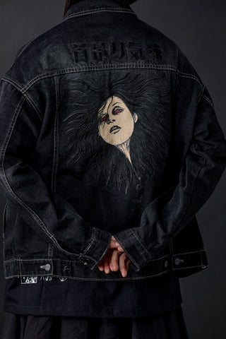 Jack Russel X Junji Ito - Unisex Jackets - Meisterwerk JK-BLOON/BK Terumi Floating Head Oversize Black Jacket