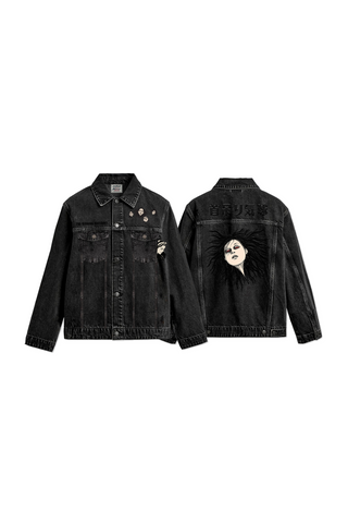 Jack Russel X Junji Ito - Unisex Jackets - Meisterwerk JK-BLOON/BK Terumi Floating Head Oversize Black Jacket
