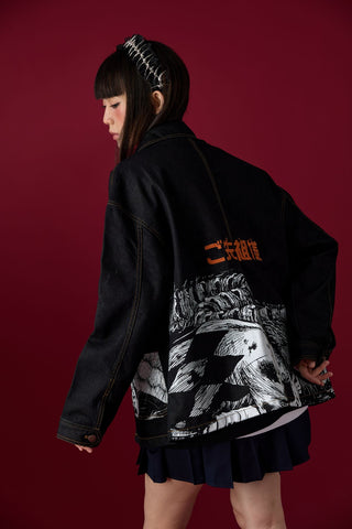 Jack Russel X Junji Ito - Unisex Jackets - Meisterwerk JK-GYO Oversize Midnight Blue Jacket
