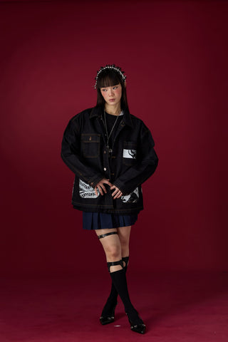 Jack Russel X Junji Ito - Unisex Jackets - Meisterwerk JK-GYO Oversize Midnight Blue Jacket