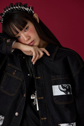 Jack Russel X Junji Ito - Unisex Jackets - Meisterwerk JK-GYO Oversize Midnight Blue Jacket
