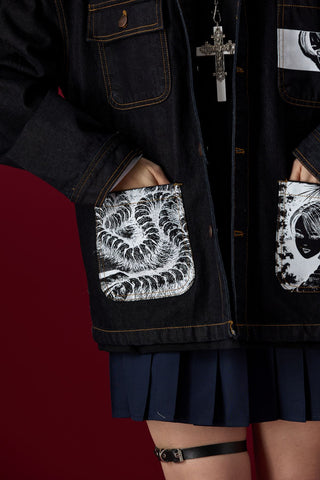 Jack Russel X Junji Ito - Unisex Jackets - Meisterwerk JK-GYO Oversize Midnight Blue Jacket