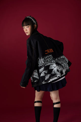 Jack Russel X Junji Ito - Unisex Jackets - Meisterwerk JK-GYO Oversize Midnight Blue Jacket