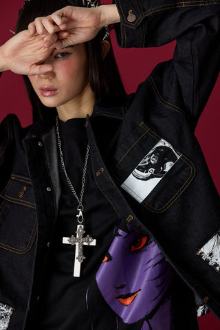 Jack Russel X Junji Ito - Unisex Jackets - Meisterwerk JK-GYO Oversize Midnight Blue Jacket