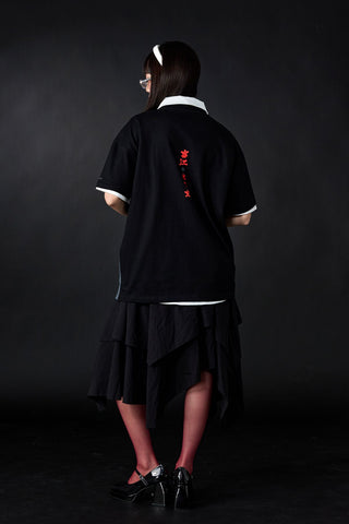 Jack Russel X Junji Ito - Unisex T-Shirts - Handwerk TJ-JUNJI2 Oversized Drop Shoulder Black