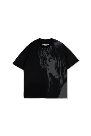 Jack Russel X Junji Ito - Unisex T-Shirts - Handwerk TJ-JUNJI2 Oversized Drop Shoulder Black
